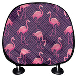 Purple Geometric Flamingo Pattern Print Car Headrest Covers