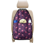 Purple Geometric Flamingo Pattern Print Car Seat Organizers