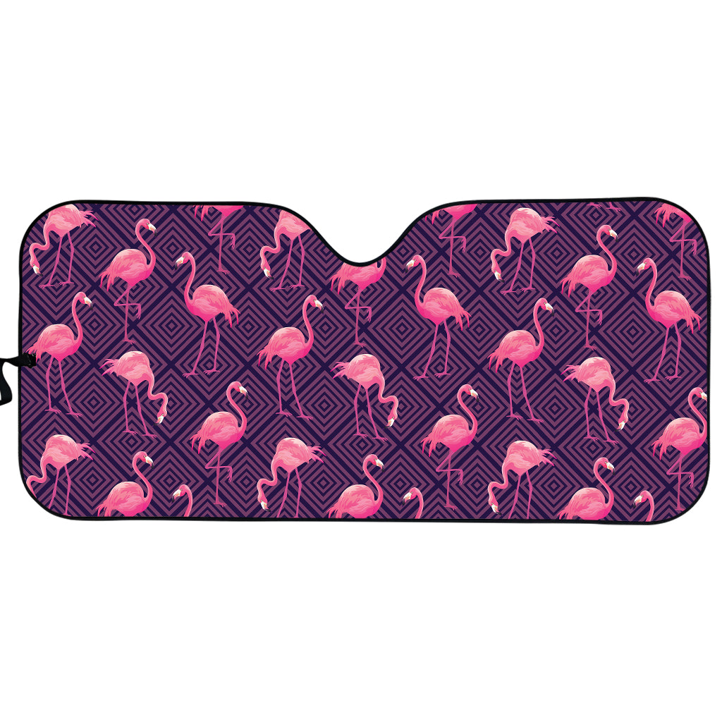 Purple Geometric Flamingo Pattern Print Car Sun Shade