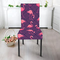 Purple Geometric Flamingo Pattern Print Dining Chair Slipcover