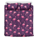 Purple Geometric Flamingo Pattern Print Duvet Cover Bedding Set