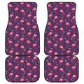 Purple Geometric Flamingo Pattern Print Front and Back Car Floor Mats