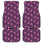 Purple Geometric Flamingo Pattern Print Front and Back Car Floor Mats