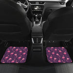Purple Geometric Flamingo Pattern Print Front and Back Car Floor Mats