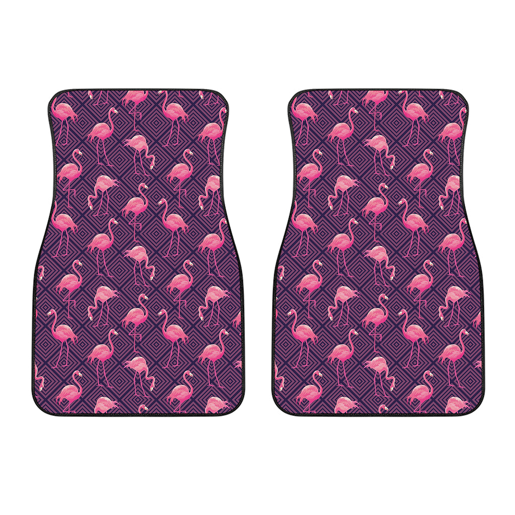 Purple Geometric Flamingo Pattern Print Front Car Floor Mats