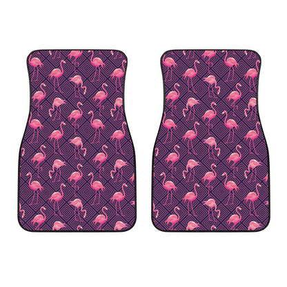 Purple Geometric Flamingo Pattern Print Front Car Floor Mats