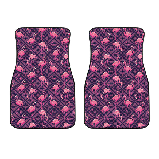 Purple Geometric Flamingo Pattern Print Front Car Floor Mats