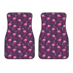 Purple Geometric Flamingo Pattern Print Front Car Floor Mats