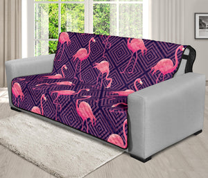 Purple Geometric Flamingo Pattern Print Futon Protector