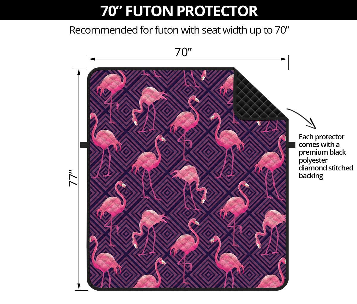 Purple Geometric Flamingo Pattern Print Futon Protector