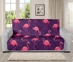 Purple Geometric Flamingo Pattern Print Futon Protector