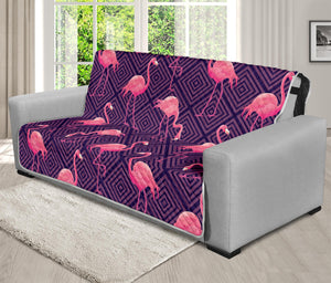 Purple Geometric Flamingo Pattern Print Futon Protector