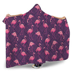 Purple Geometric Flamingo Pattern Print Hooded Blanket