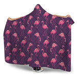 Purple Geometric Flamingo Pattern Print Hooded Blanket