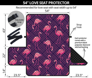 Purple Geometric Flamingo Pattern Print Loveseat Protector