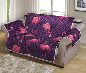 Purple Geometric Flamingo Pattern Print Loveseat Protector