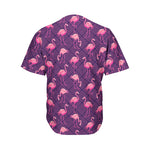 Purple Geometric Flamingo Pattern Print Men's Baseball Jersey