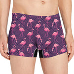 Purple Geometric Flamingo Pattern Print Men's Boxer Briefs