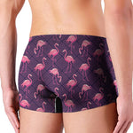 Purple Geometric Flamingo Pattern Print Men's Boxer Briefs