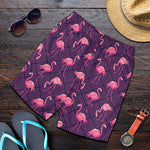 Purple Geometric Flamingo Pattern Print Men's Shorts