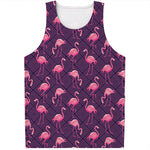 Purple Geometric Flamingo Pattern Print Men's Tank Top
