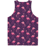 Purple Geometric Flamingo Pattern Print Men's Tank Top