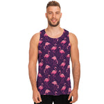 Purple Geometric Flamingo Pattern Print Men's Tank Top