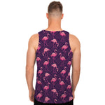 Purple Geometric Flamingo Pattern Print Men's Tank Top