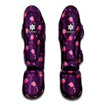 Purple Geometric Flamingo Pattern Print Muay Thai Shin Guard