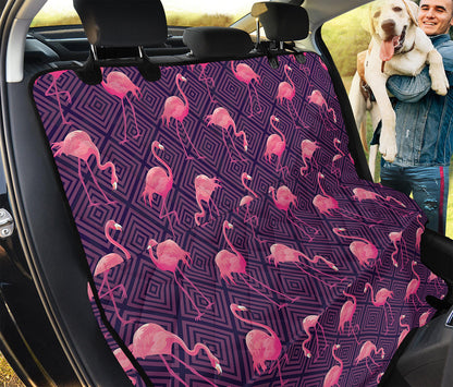 Purple Geometric Flamingo Pattern Print Pet Car Back Seat Cover