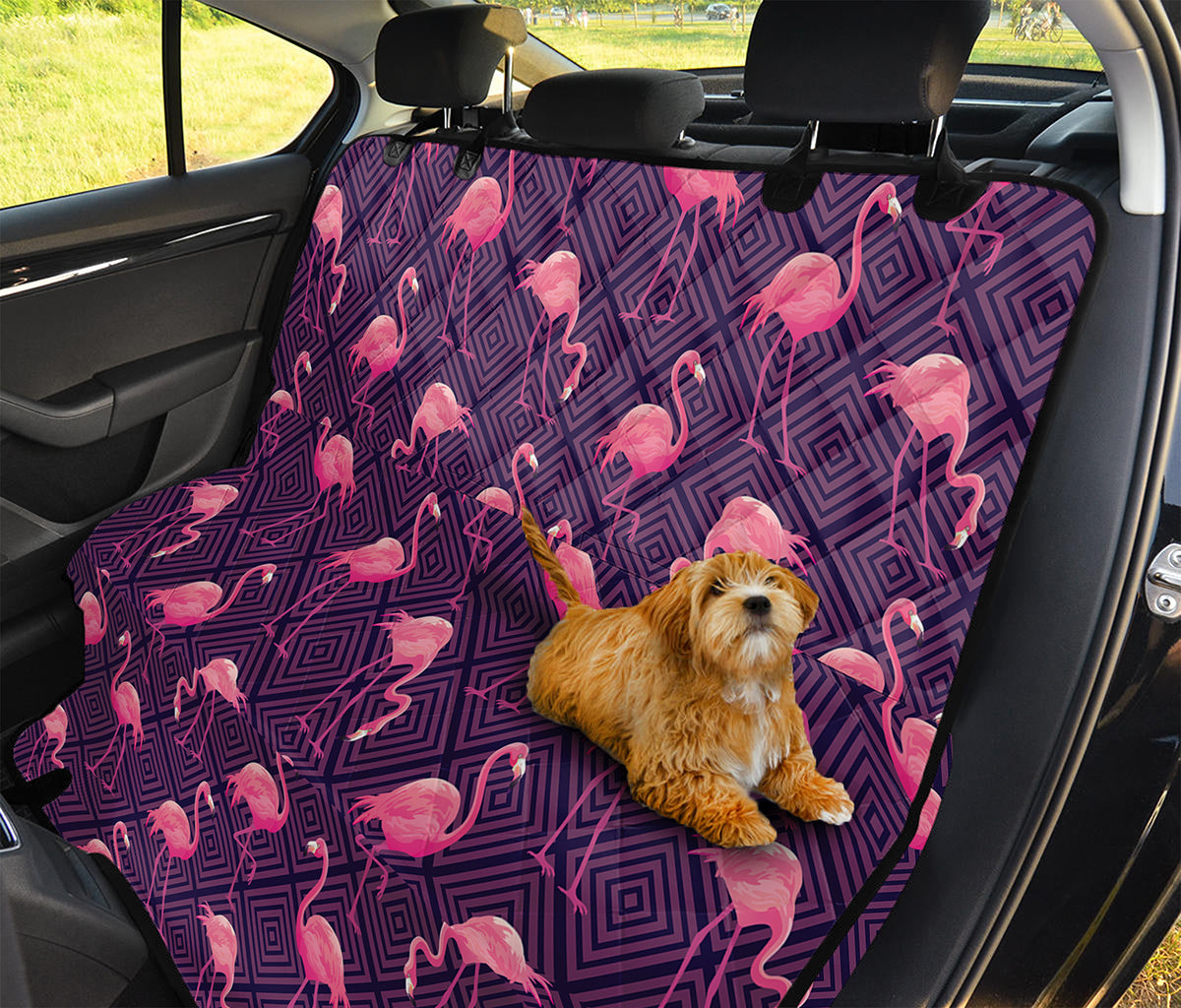 Purple Geometric Flamingo Pattern Print Pet Car Back Seat Cover