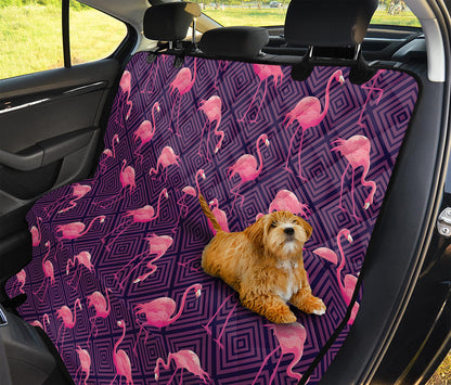 Purple Geometric Flamingo Pattern Print Pet Car Back Seat Cover