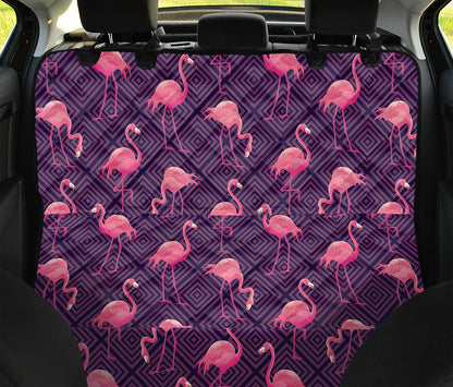 Purple Geometric Flamingo Pattern Print Pet Car Back Seat Cover