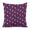 Purple Geometric Flamingo Pattern Print Pillow Cover