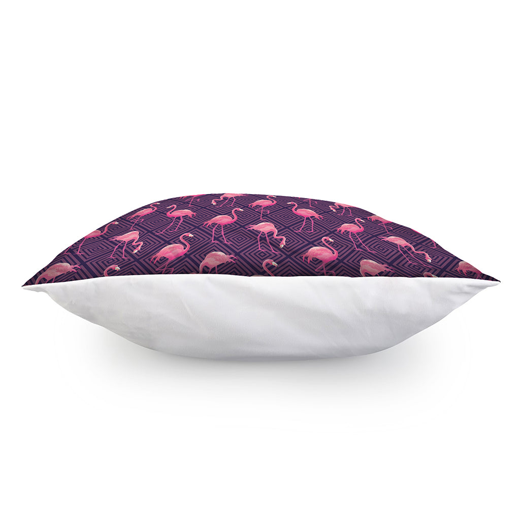Purple Geometric Flamingo Pattern Print Pillow Cover