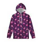 Purple Geometric Flamingo Pattern Print Pullover Hoodie