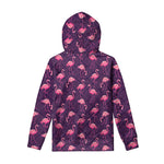 Purple Geometric Flamingo Pattern Print Pullover Hoodie