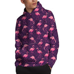 Purple Geometric Flamingo Pattern Print Pullover Hoodie