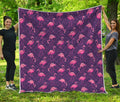 Purple Geometric Flamingo Pattern Print Quilt
