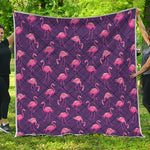 Purple Geometric Flamingo Pattern Print Quilt