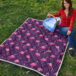 Purple Geometric Flamingo Pattern Print Quilt
