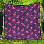 Purple Geometric Flamingo Pattern Print Quilt