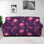 Purple Geometric Flamingo Pattern Print Sofa Cover