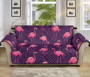 Purple Geometric Flamingo Pattern Print Sofa Protector