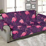 Purple Geometric Flamingo Pattern Print Sofa Protector