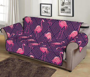 Purple Geometric Flamingo Pattern Print Sofa Protector