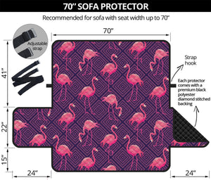 Purple Geometric Flamingo Pattern Print Sofa Protector