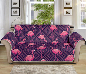 Purple Geometric Flamingo Pattern Print Sofa Protector