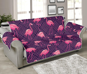 Purple Geometric Flamingo Pattern Print Sofa Protector