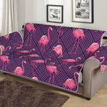 Purple Geometric Flamingo Pattern Print Sofa Protector